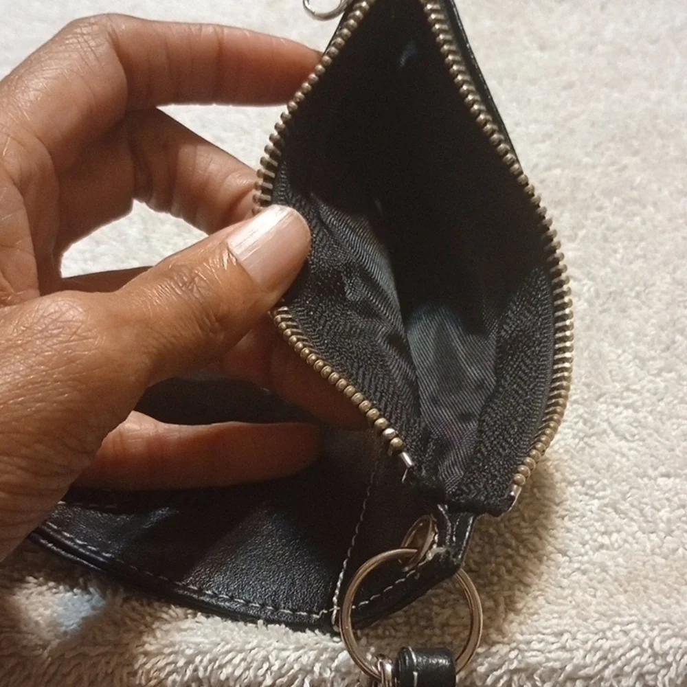 Franklin Covey Black Leather Wristlet Clutch